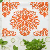 Vermiljoen Elegant Damask Theedoek (Gevouwen)