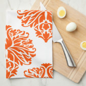 Vermiljoen Elegant Damask Theedoek (Quarter Fold)