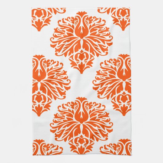 Vermiljoen Elegant Damask Theedoek (Verticaal)