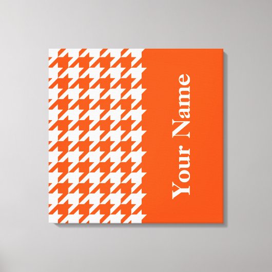 Vermiljoen Elegant Houndstooth met naam Canvas Afdruk (Voorkant)