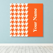 Vermiljoen Elegant Houndstooth met naam Canvas Afdruk (Insitu (Houten vloer))
