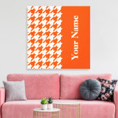 Vermiljoen Elegant Houndstooth met naam Canvas Afdruk (Insitu (Woonkamer))