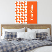 Vermiljoen Elegant Houndstooth met naam Canvas Afdruk (Insitu (Slaapkamer))