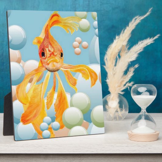 Vermiljoen goudvis in puistwater fotoplaat (Zijkant)