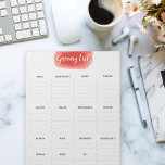 Vermiljoen Waterverf van de Grocery List van de Gr Notitieblok<br><div class="desc">Vermiljoen het manuscripttitel van het de borstel van de waterverf met eenvoudig en gemakkelijk te lezen lay-out van kruidenopslagcategorieën. Uitgebreid,  met inbegrip van diepgevroren levensmiddelen,  bereid,  in bulk..en zelfs lichaamsdelen en bloemen voor degenen die regelmatig bloemen zoals ikzelf kopen .</div>