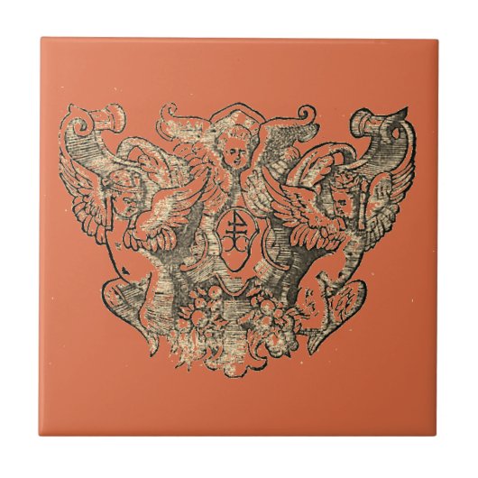 Vermillion – Angels – Coat of arms Emblem baroque Tegeltje (Voorkant)