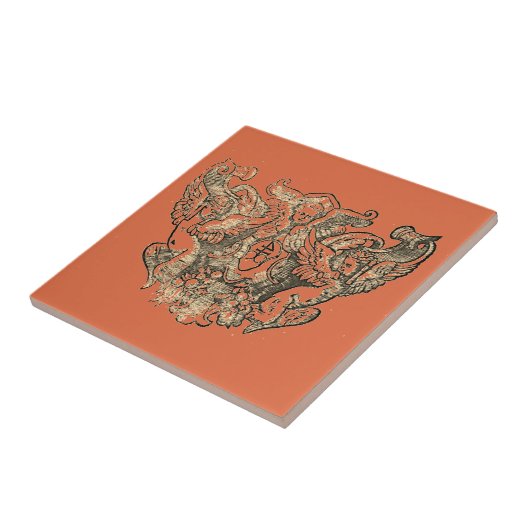 Vermillion – Angels – Coat of arms Emblem baroque Tegeltje (Zijkant)