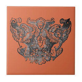 Vermillion – Angels – Coat of arms Emblem baroque Tegeltje