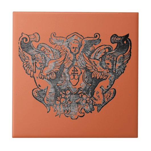 Vermillion – Angels – Coat of arms Emblem baroque Tegeltje (Voorkant)