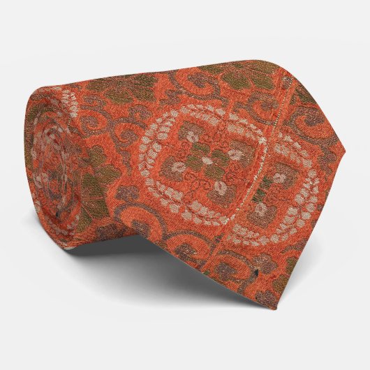 Vermillion Brown Medallion Renaissance Stropdas (Opgerold)