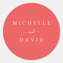 Vermillion bruid en bruidegom bruiloft ronde sticker