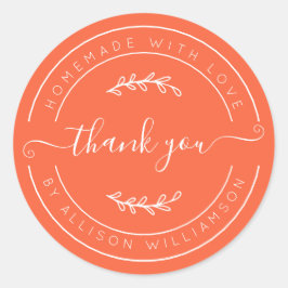 Vermillion Orange Homemade Thank You Label