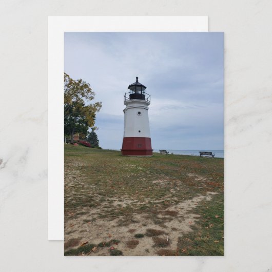 Vermillion Vuurtoren in Ohio op een Feestdagenkaart (Voorkant / Achterkant)