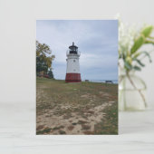 Vermillion Vuurtoren in Ohio op een Feestdagenkaart (Staand voorkant)