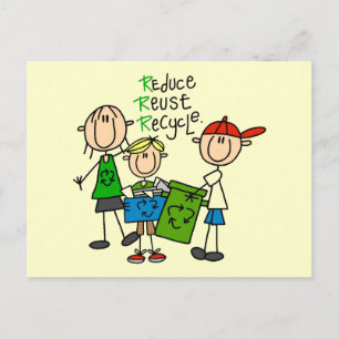 Verminder, Hergebruik, Recycle T-shirts en Cadeaus Briefkaart