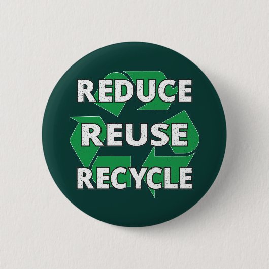 Verminder Hergebruik Recycleer Aardedag Elke Dag R Ronde Button 5,7 Cm (Voorkant)