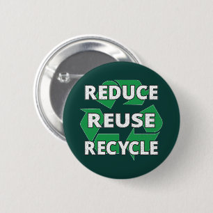 Verminder Hergebruik Recycleer Aardedag Elke Dag R Ronde Button 5,7 Cm