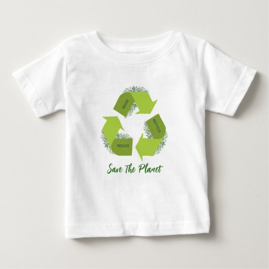 Verminder, hergebruik, Recyclen Baby T-Shirt (Voorkant)
