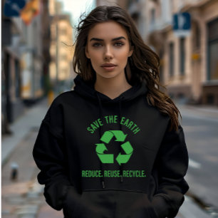 Verminder hergebruik recyclen de aarde te redden hoodie