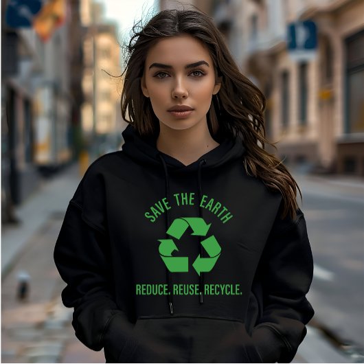 Verminder hergebruik recyclen de aarde te redden hoodie