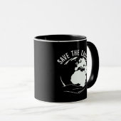 Verminder hergebruik recyclen de aarde te redden mok (Voorkant rechts)