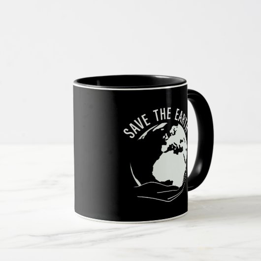 Verminder hergebruik recyclen de aarde te redden mok (Voorkant rechts)