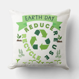 "Verminder, hergebruik, Recyclen" Earth Day Kussen