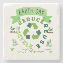 "Verminder, hergebruik, Recyclen" Earth Day Stenen Onderzetter