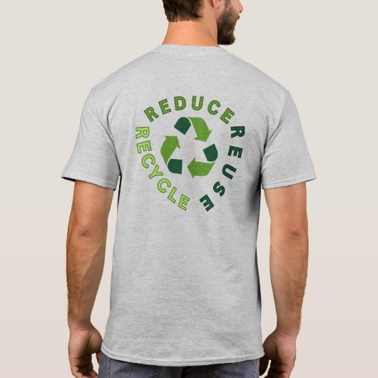 "Verminder, hergebruik, recyclen" Earth Day T-shirt (Achterkant)