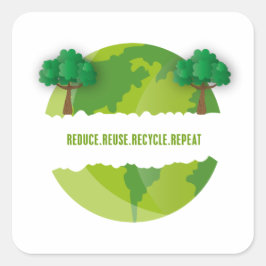 Verminder hergebruik Recyclen Ecologisch herhalen Vierkante Sticker