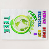 Verminder hergebruik Recyclen en Plant een dag van Legpuzzel (Horizontaal)