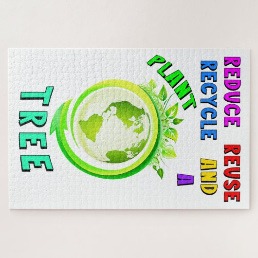 Verminder hergebruik Recyclen en Plant een dag van Legpuzzel (Horizontaal)