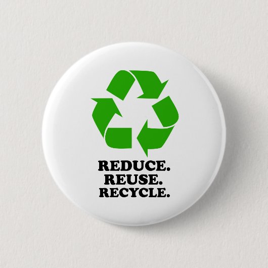 Verminder, hergebruik, Recyclen - Groen leven Ronde Button 5,7 Cm (Voorkant)