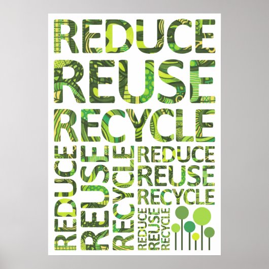 Verminder hergebruik Recyclen Groen Poster (Voorkant)