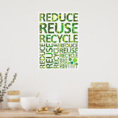Verminder hergebruik Recyclen Groen Poster (Keuken)