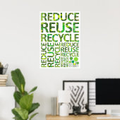 Verminder hergebruik Recyclen Groen Poster (Thuiskantoor)