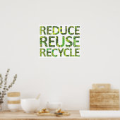 Verminder hergebruik Recyclen groen Poster (Keuken)