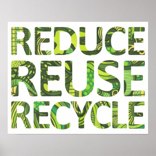Verminder hergebruik Recyclen groen Poster (Voorkant)