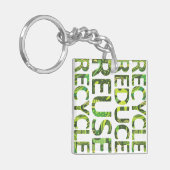 Verminder hergebruik Recyclen groene Sleutelhanger (Voorkant Links)