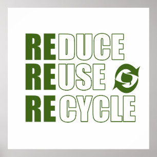 Verminder hergebruik recyclen poster