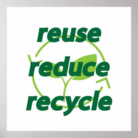 Verminder hergebruik recyclen poster (Voorkant)
