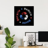 Verminder, hergebruik, Recyclen Poster (RWB) (Thuiskantoor)