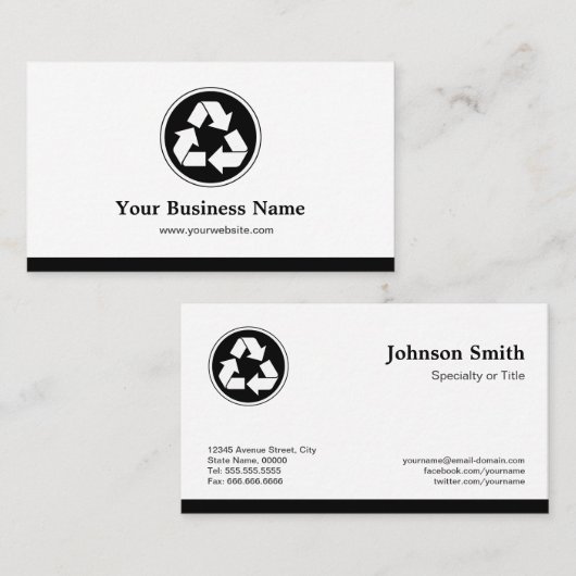 Verminder hergebruik Recyclen - Recycling-symbool Visitekaartje (Voorkant / Achterkant)