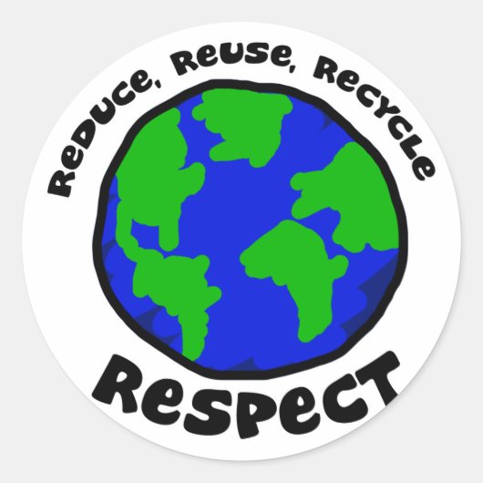 Verminder, hergebruik, Recyclen, respecteer Sticke Ronde Sticker (Voorkant)