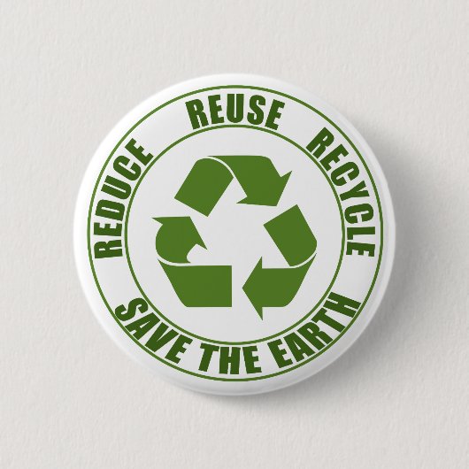 Verminder hergebruik recyclen ronde button 5,7 cm (Voorkant)