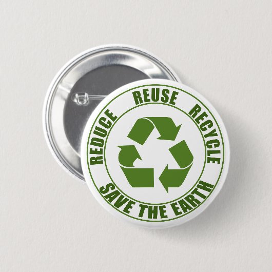 Verminder hergebruik recyclen ronde button 5,7 cm (Voorkant /achterkant)