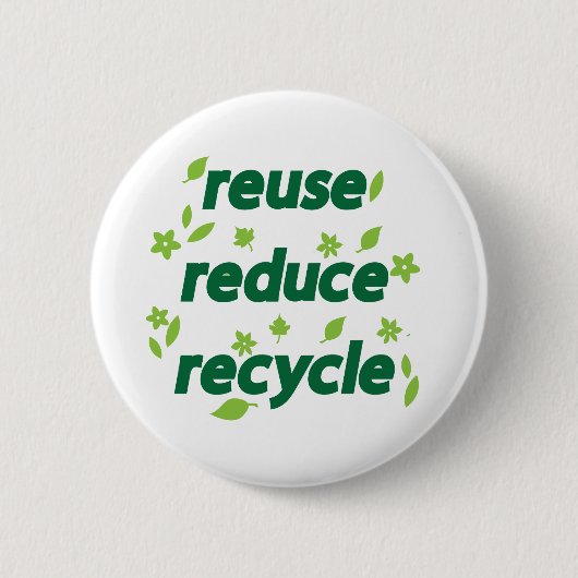 Verminder hergebruik recyclen ronde button 5,7 cm (Voorkant)