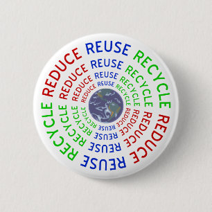 Verminder, hergebruik, Recyclen Ronde Button 5,7 Cm