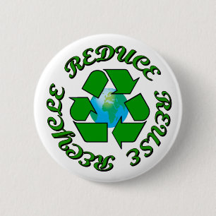 Verminder hergebruik Recyclen Ronde Button 5,7 Cm