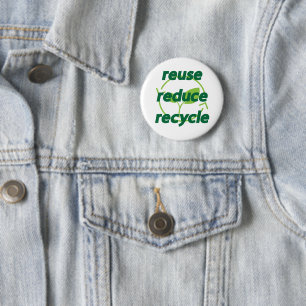 Verminder hergebruik recyclen ronde button 5,7 cm